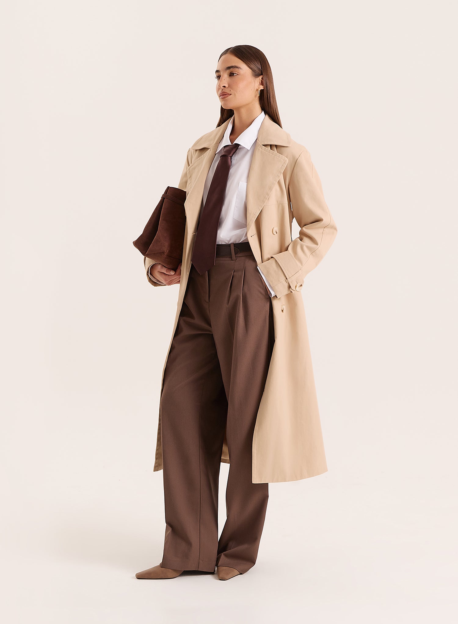 Beige Belted Trench Coat